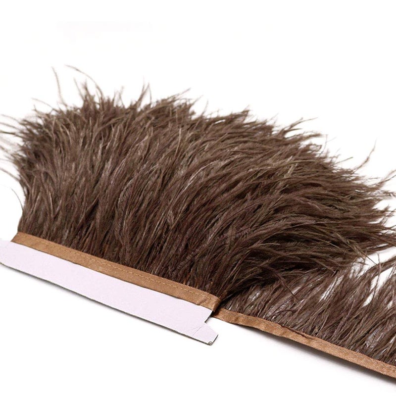 YEQIN 2 Yards Natural & Soft Ostrich Feathers Fringe Trims Ribbon - Used for Dress, Sewing Decoration, Craft Clothing, Boots, Wedding Decoration, DIY, Etc (Brown) - Image 3